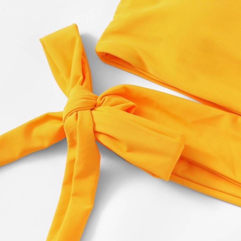 Yellow One Shoulder High Waisted Lined Bikini - Picture 4 of 12